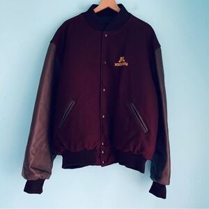 Holloway Minnesota Golden Gophers Varsity Wool Leather Jacket 3XL Maroon